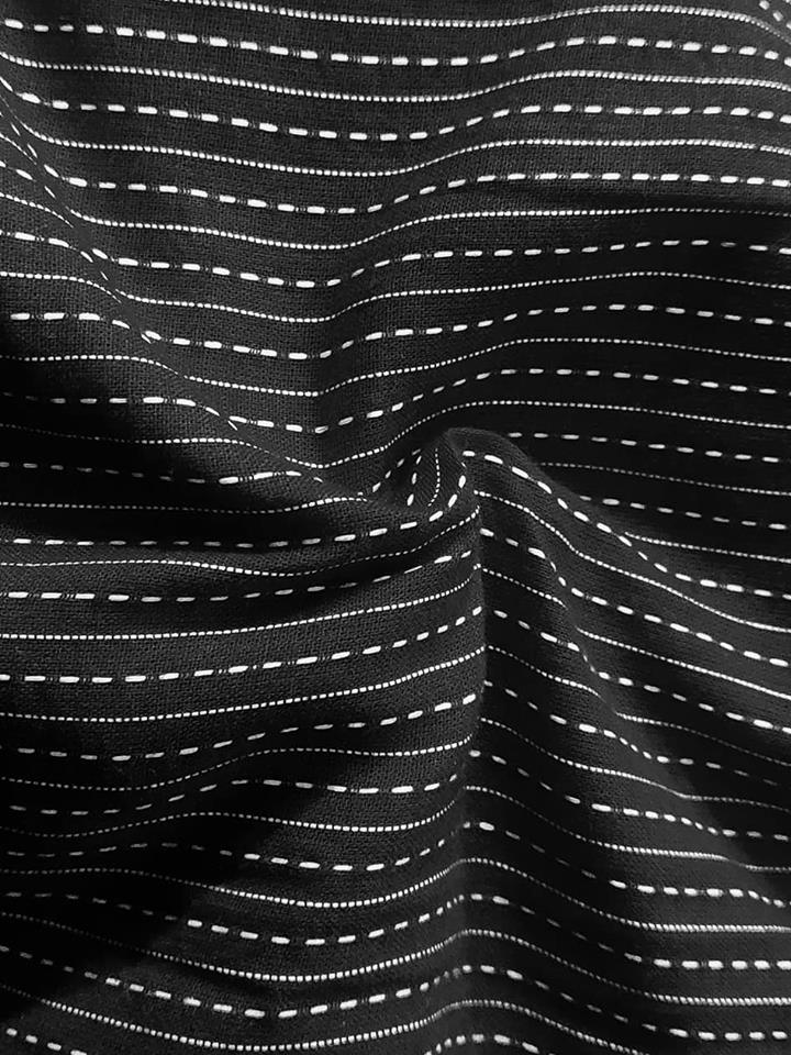 Black Cotton Kantha Fabric 